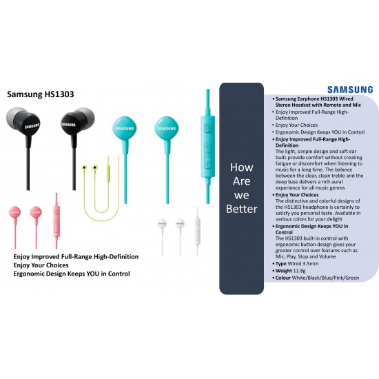 SAMSUNG Original HS 1303 Wired Headset In the Ear